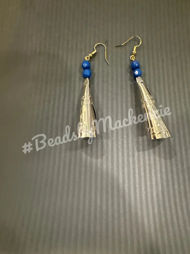 Beaded Jingles Blue / 1 set of gold jingles
