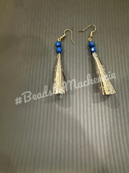 Beaded Jingles Blue / 1 set of gold jingles